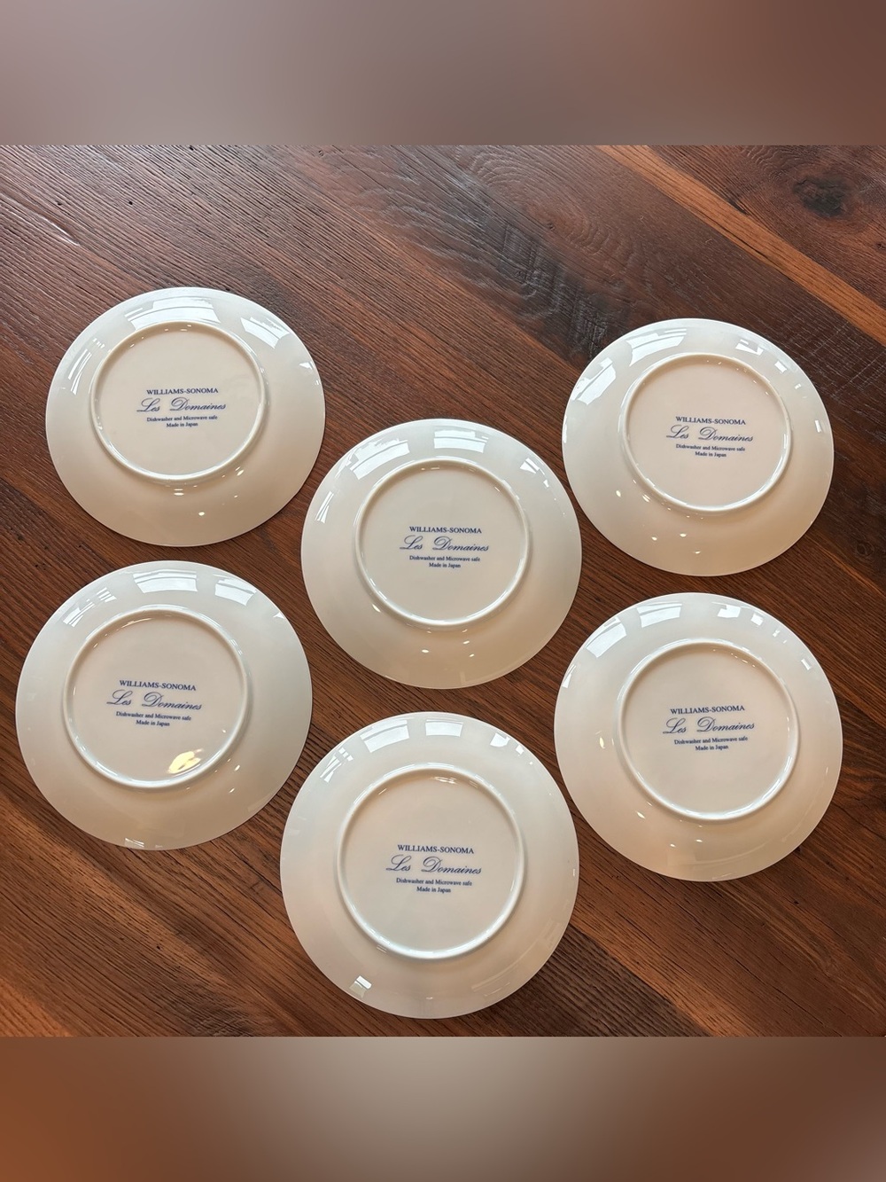Vintage Plates,Rare LES DOMAINES Williams Sonoma Blue/White Dessert Set Of 6, 8” - Picture 12 of 13